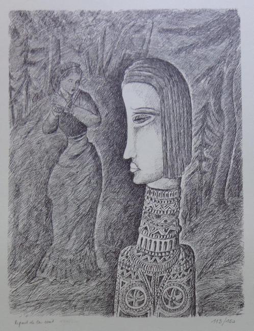 ARMAND SIMON / SURREALISME / ZW-W LITHO / 66x50cm / SIG, Antiek en Kunst, Kunst | Litho's en Zeefdrukken, Ophalen of Verzenden