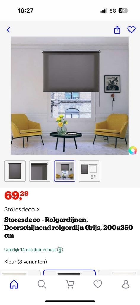 Doorschijnend rolgordijn : nieuw in originele verpakking, Huis en Inrichting, Stoffering | Gordijnen en Lamellen, Grijs, Ophalen