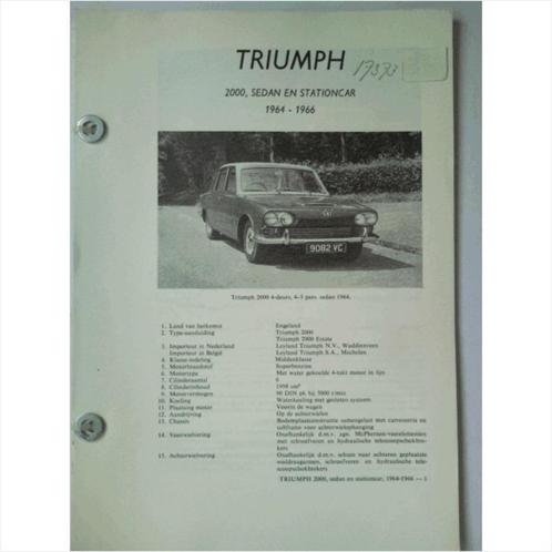 Triumph 2000 Vraagbaak losbladig 1964-1966 #2 Nederlands, Livres, Autos | Livres, Utilisé, Enlèvement ou Envoi