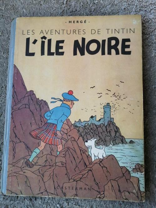 tintin L'Ile noire - 1946 Hergé HC- rug lichtblauw. - Kuifje, Boeken, Stripverhalen, Gelezen, Eén stripboek, Ophalen of Verzenden