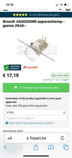 Ovenlamp brandt apparaatlamp as0032098 atag, Ophalen of Verzenden, Nieuw