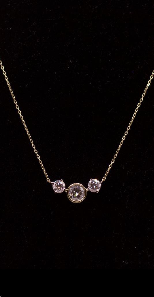 Halsketting 14kt geelgoud 1.50ct Diamanten + IGI Certificaat, Handtassen en Accessoires, Kettingen, Nieuw, Goud, Goud, Met edelsteen