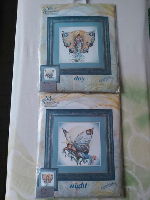Lot - telpakket kruissteek - Day and Night Lady butterfly, Hobby en Vrije tijd, Borduren en Borduurmachines, Nieuw, Patroon, Ophalen of Verzenden