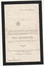 Faire-part décès Olga BALTHAZAR Havelange 1889 enfant 1 ans, Collections, Images pieuses & Faire-part, Envoi