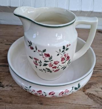 Vintage VEB Annaburg DDR lampetstel, spuitmotief bloemen beschikbaar voor biedingen