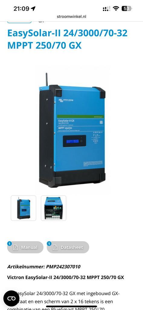 Victron omvormer off grid 24 volt 3000 watt met accu en sola, Doe-het-zelf en Bouw, Zonnepanelen en Toebehoren, Zo goed als nieuw