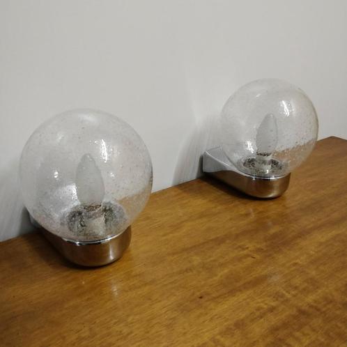 2x vintage wandlampen Hoffmeister-Leuchten bubble glas, Huis en Inrichting, Lampen | Wandlampen, Zo goed als nieuw, Ophalen of Verzenden