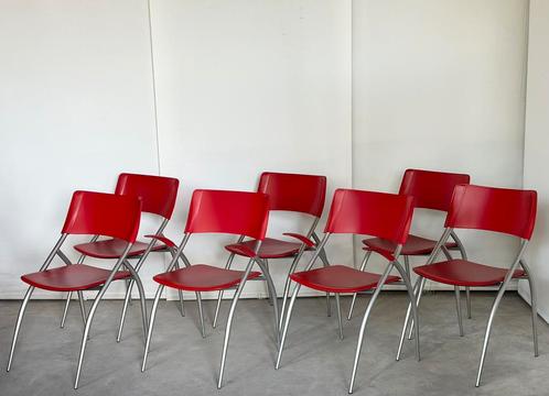 7x Calligaris design eerkamerstoelen, Italy, Huis en Inrichting, Stoelen, Grijs, Ophalen