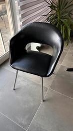 Originele Vintage sixties zwart leren stoel, Huis en Inrichting, Gebruikt, Leer, Vintage, Eén
