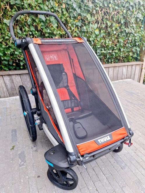 Thule Chariot Cross 1 - Orange, Fietsen en Brommers, Fietsaccessoires | Aanhangwagens en Karren, Gebruikt, Kinderkar, Vering, Ophalen