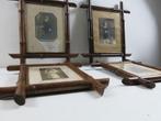 4 antieke bamboe fotokaders / spiegels ca. 1920, Ophalen of Verzenden
