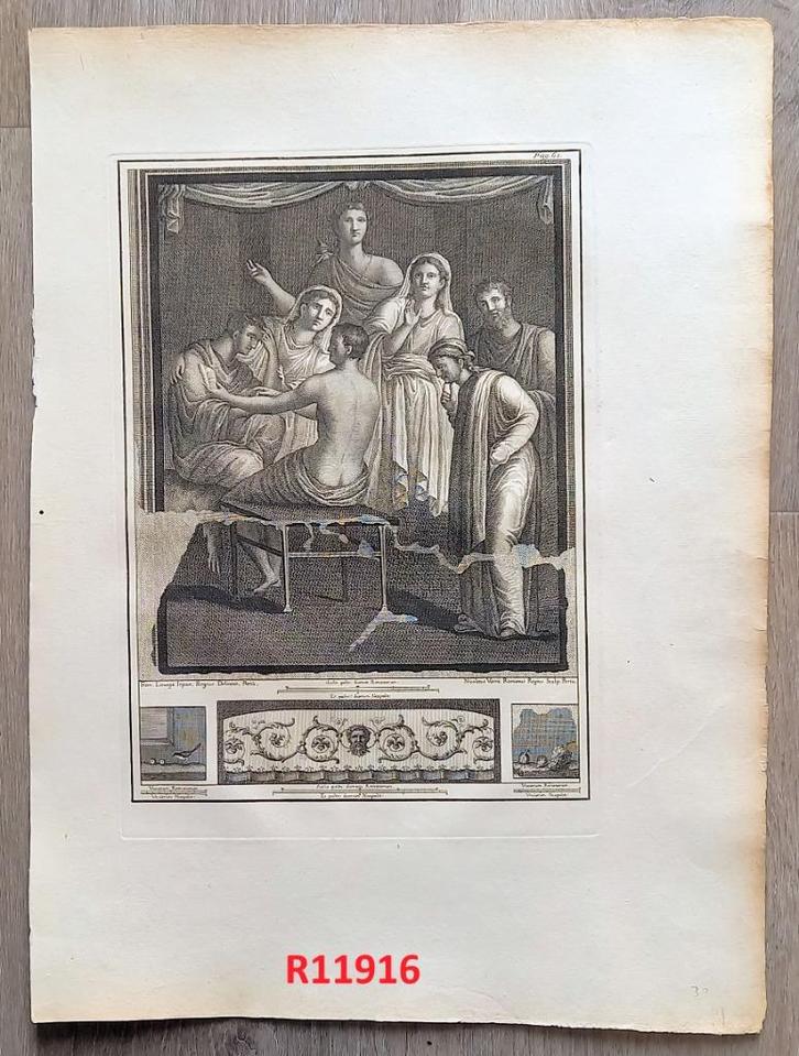 etsen uit Le Antichità di Ercolano Esposte 18e eeuw Fascinus, Antiek en Kunst, Kunst | Etsen en Gravures, Ophalen of Verzenden