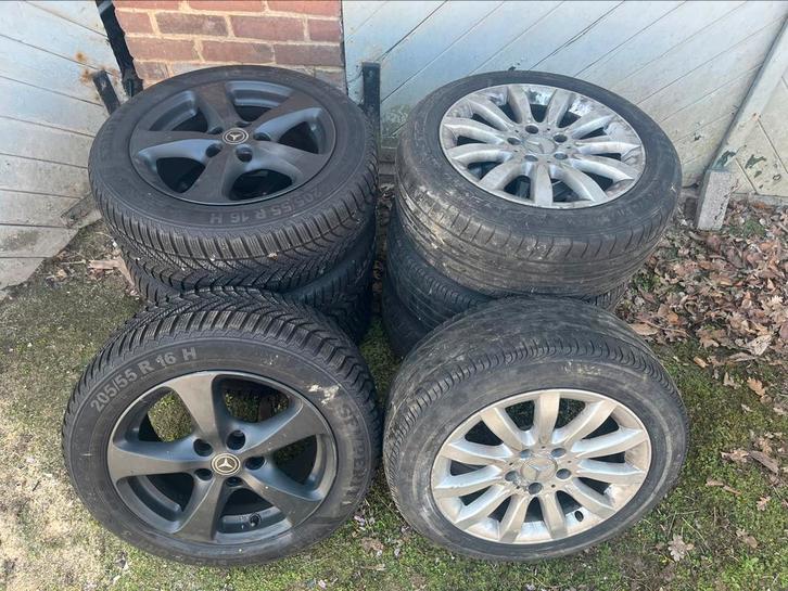 Mercedes banden en velgen, Autos : Pièces & Accessoires, Pneus & Jantes, Pneu(s), Pneus été, 16 pouces, 205 mm, Utilisé, Enlèvement