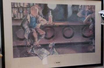Poster Tintin & Milou triste au bar.  beschikbaar voor biedingen