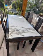 Marmeren eettafel 6 tot 12 personen + 6 stoelen, Huis en Inrichting, Tafels | Eettafels, Ophalen, Overige materialen, Gebruikt
