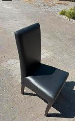 Zwarte leren stoelen, Huis en Inrichting, Stoelen, Gebruikt, Zwart, Leer, Ophalen of Verzenden