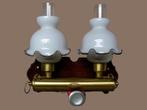 Vintage dubbele scheepslamp wandlamp, Antiek en Kunst, Ophalen