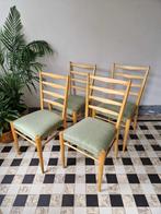 Vintage stoelen (set van 4 geherstoffeerd), Vier, Vintage midcentury, Zo goed als nieuw, Hout