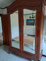 Acajou mahonie houten dressoir met wit marmer blad en kleerk, Antiek en Kunst, Ophalen