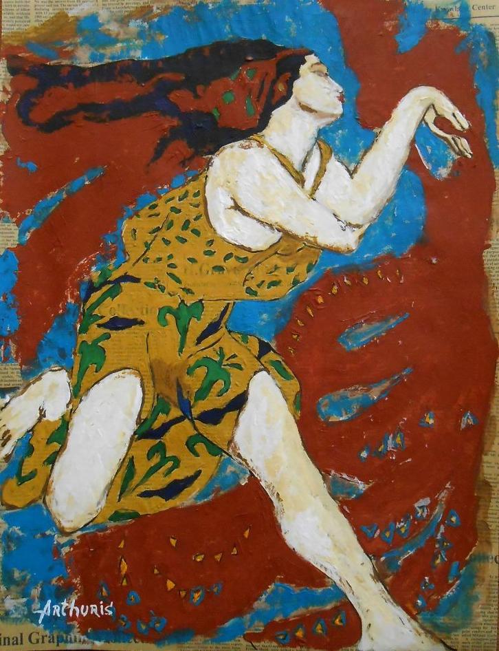 "Dans (I)" Schilderij, Antiek en Kunst, Kunst | Schilderijen | Modern, Verzenden