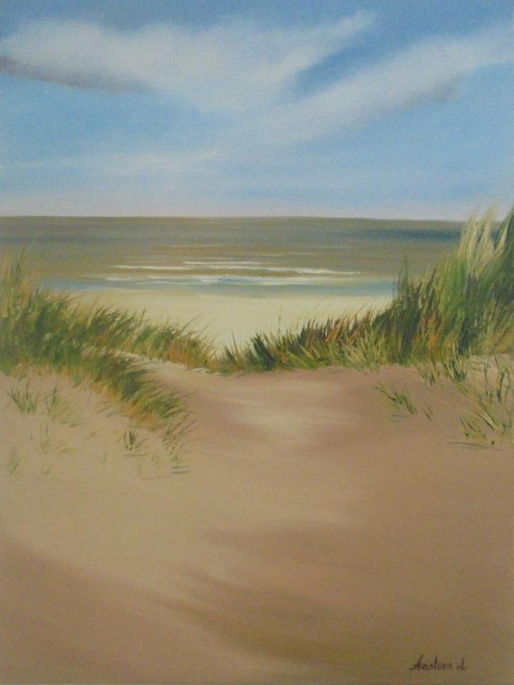 olieschilderij Belgische Noordzee 3 kust, Antiek en Kunst, Kunst | Schilderijen | Klassiek, Ophalen of Verzenden
