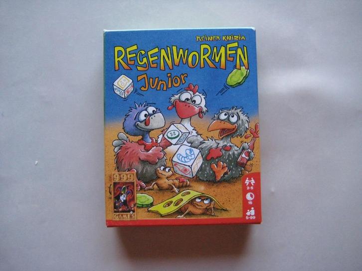 Dobbelstenenspel Regenwormen junior - 999 games, Hobby en Vrije tijd, Gezelschapsspellen | Overige, Zo goed als nieuw, Een of twee spelers