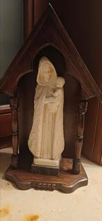 Beeldje Maria en Jezus in houten schrijn, Antiek en Kunst, Ophalen
