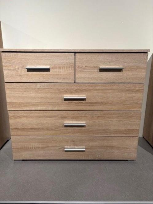 Commode 5 laden 93x81x42cm in kleur eik - NOG IN VERPAKKING, Huis en Inrichting, Kasten | Ladekasten, Nieuw, Minder dan 100 cm