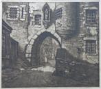 ALFRED VAN NESTE / OUDE STADSPOORT / ZW-W ETS / 39x42cm SIG, Antiek en Kunst, Kunst | Etsen en Gravures, Ophalen of Verzenden