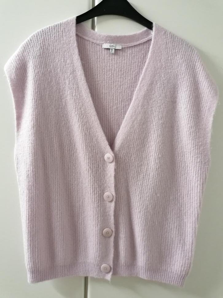 Pastelpaarse mouwloze cardigan met V-hals, maat M/L, Kleding | Dames, Truien en Vesten, Zo goed als nieuw, Maat 38/40 (M), Ophalen of Verzenden