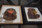 twee ingelijste kunstwerken op papyrus, Ophalen of Verzenden
