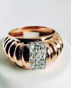 Massieve artdeco gouden ring met diamanten, Handtassen en Accessoires, Ringen, Ophalen of Verzenden, Zo goed als nieuw, Dame of Heer