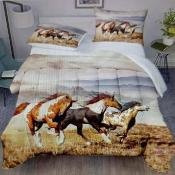 3-delige polyester dekbedset - paarden - nieuw