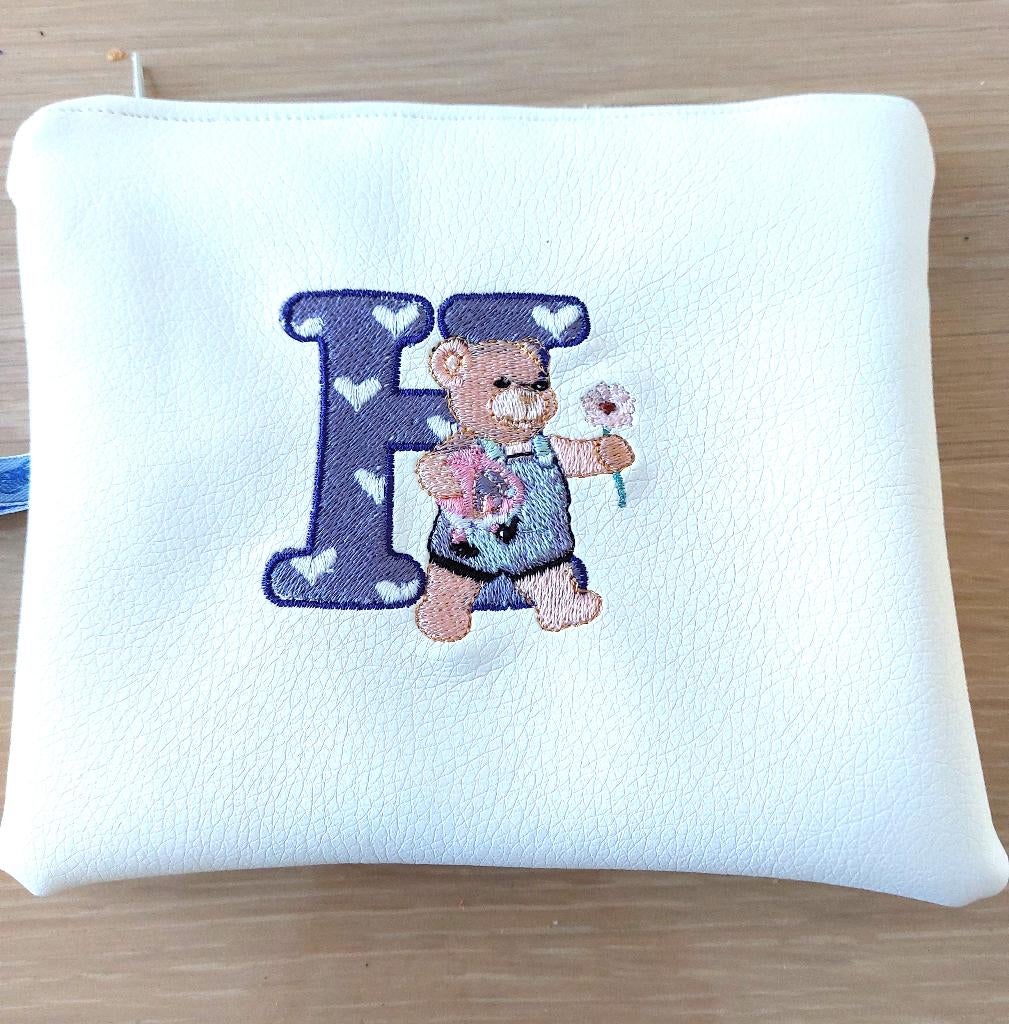 Toilettas met teddybeer en letter H, Handtassen en Accessoires, Toilettassen, Ophalen of Verzenden, Nieuw, Wit, Jongen of Meisje