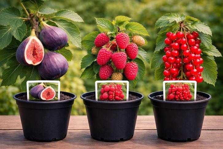 3 fruitplanten in pot – vijg, framboos & rode aalbes, Jardin & Terrasse, Plantes | Arbres fruitiers, En pot, Enlèvement