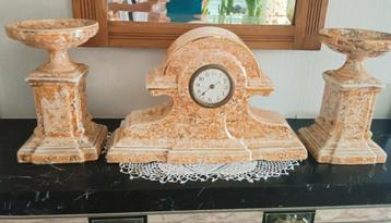 Ensemble de cheminée Art Déco avec horloge et 2 bougeoirs AM, Enlèvement