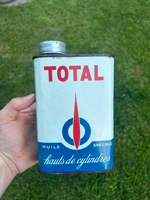 Bidon d’huile Olieblik olie blik oil can Total 1 litre, Verzamelen, Merken en Reclamevoorwerpen