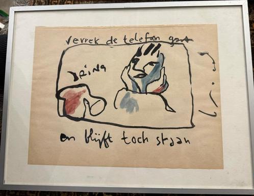 Herman Brood  Verrek de telefoon gaat  Stift Tekening op pap, Antiek en Kunst, Kunst | Schilderijen | Klassiek, Ophalen