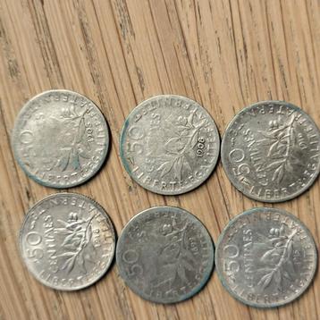 50 centimes france 6 pièces, Enlèvement ou Envoi, France