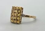 Gouden Vintage ring edelsteen saffier en diamanten. 2025/813, Verzenden, Geel, Zo goed als nieuw, 17 tot 18