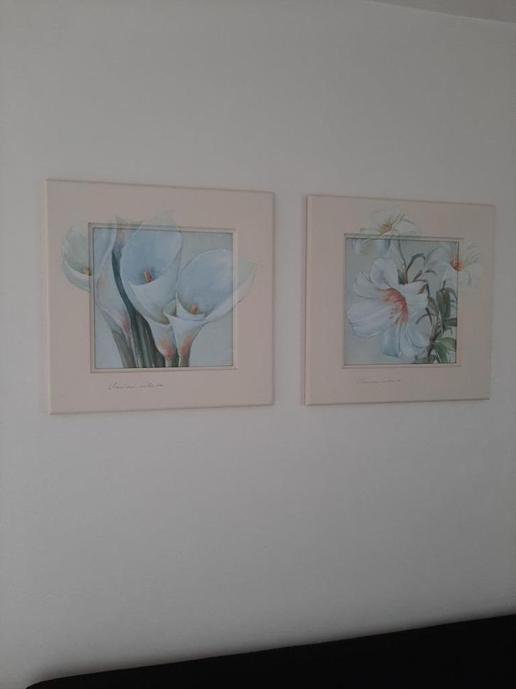 2 schilderijen gesigneerd Vivian White, 30€ voor de 2 samen, Antiek en Kunst, Curiosa en Brocante, Ophalen