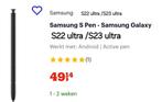 S pen samsung s22 ultra originele, Telecommunicatie, Mobiele telefoons | Samsung, Ophalen of Verzenden, Zo goed als nieuw, Galaxy S22