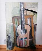 Abstract schilderij met gitaar, Antiek en Kunst, Ophalen