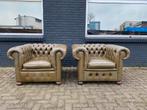 Twee prachtige Chesterfield zetels groen GRATIS GELEVERD!, Ophalen of Verzenden