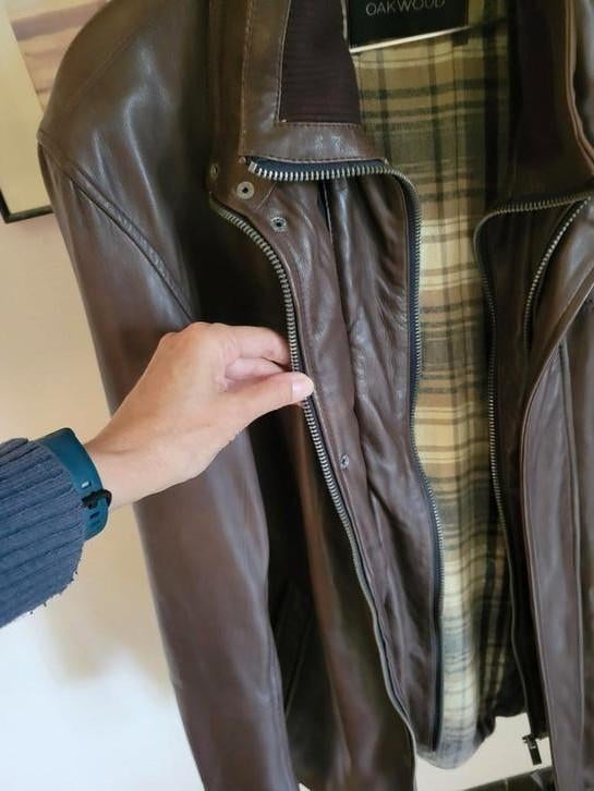 Veste en cuir marron vieilli vintage Oakwood Classic
., Enlèvement, Comme neuf, Taille 56/58 (XL), Brun