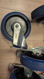 8 Meso zwenk- en bokwielen blauw, Doe-het-zelf en Bouw, Transportwagens, Ophalen of Verzenden, Zo goed als nieuw, Overige typen