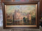 Waterkasteel Moorsel, schilderij 125 x 95 CM op doek, Antiek en Kunst, Ophalen