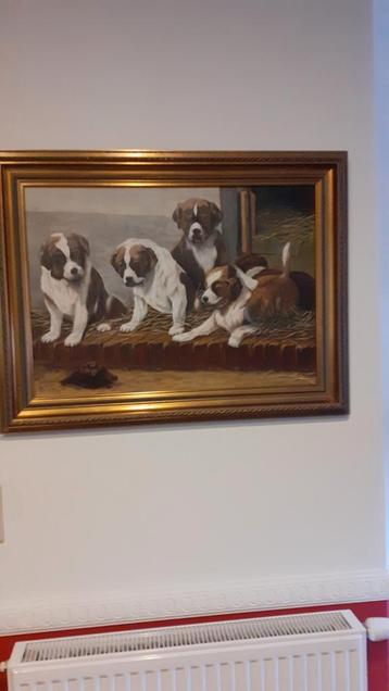 Schilderij met honden  beschikbaar voor biedingen