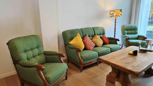 Vintage zetels met staanlamp, Huis en Inrichting, Zetels | Zetels, Zo goed als nieuw, Rechte bank, Driepersoons, 150 tot 200 cm
