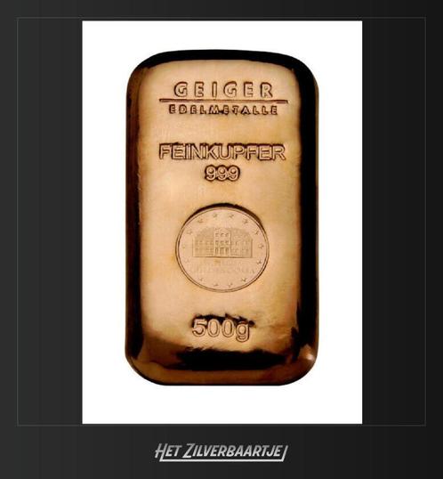 5 x Barre de cuivre Geiger Schloss Güldengossa 500 grammes, Timbres & Monnaies, Métaux nobles & Lingots, Cuivre, Enlèvement ou Envoi